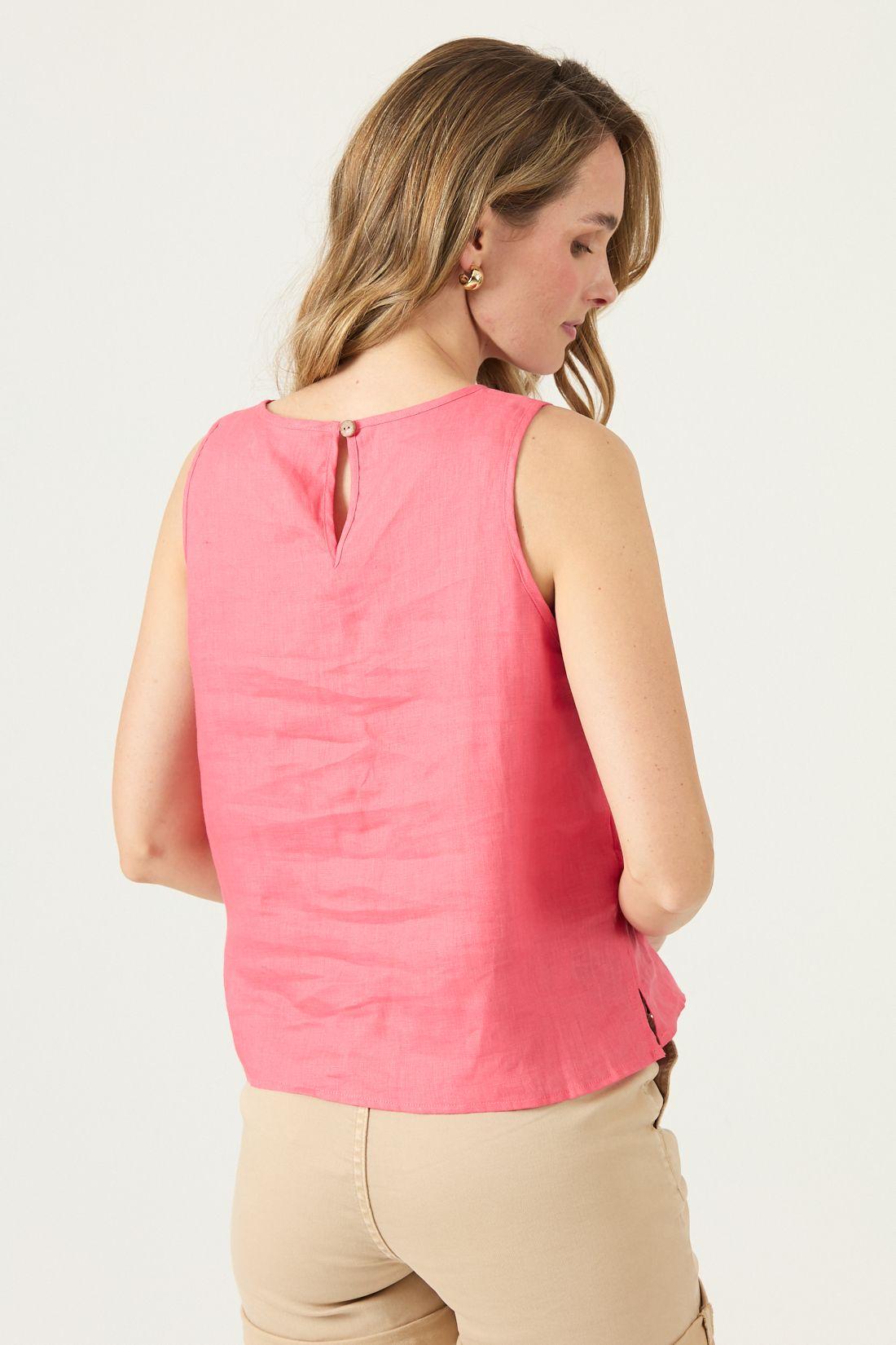 Blusa De Lino Rosa Cod 4517365-4