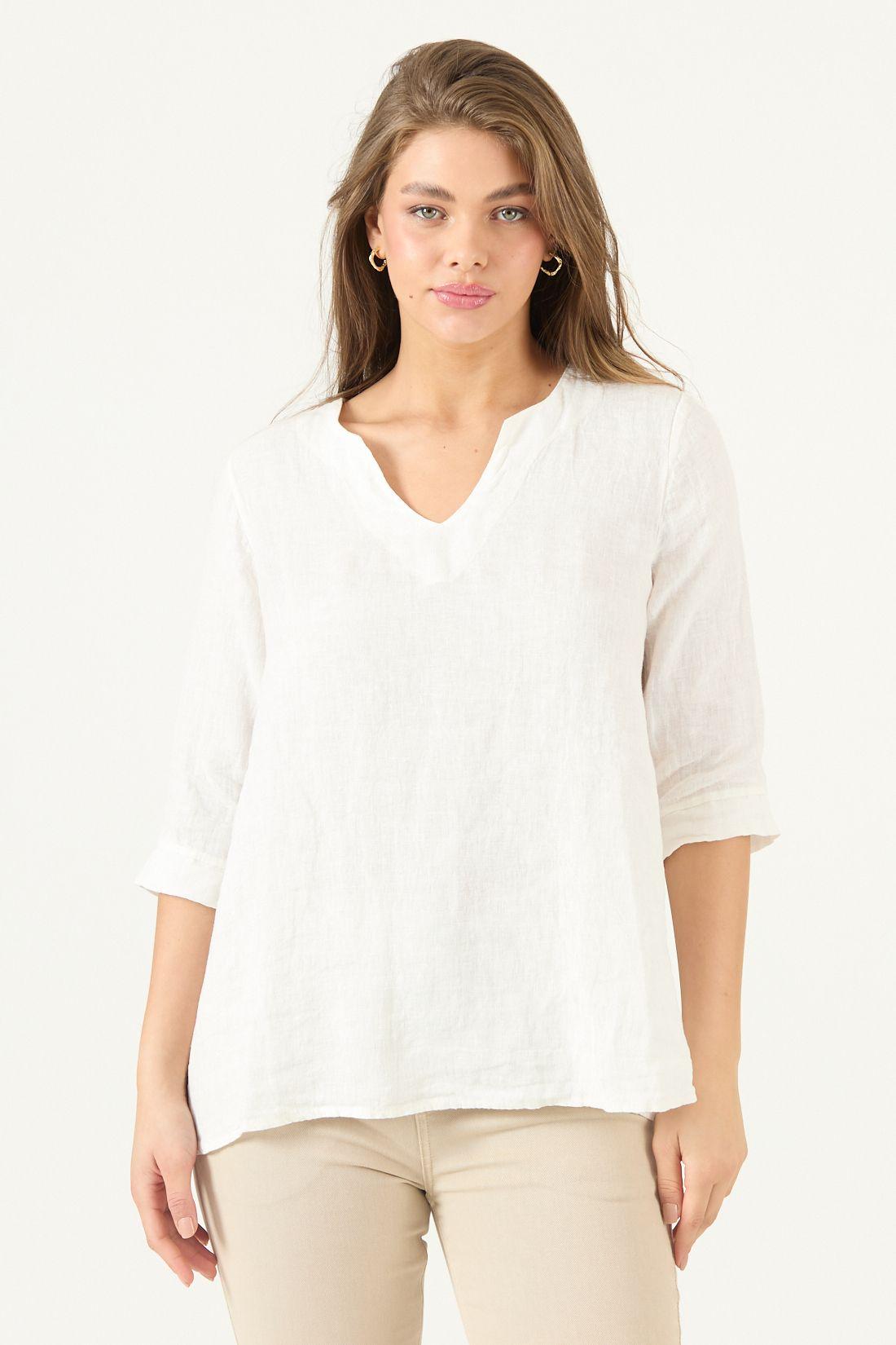 Blusa De Lino Blanca Cod 4517655-2