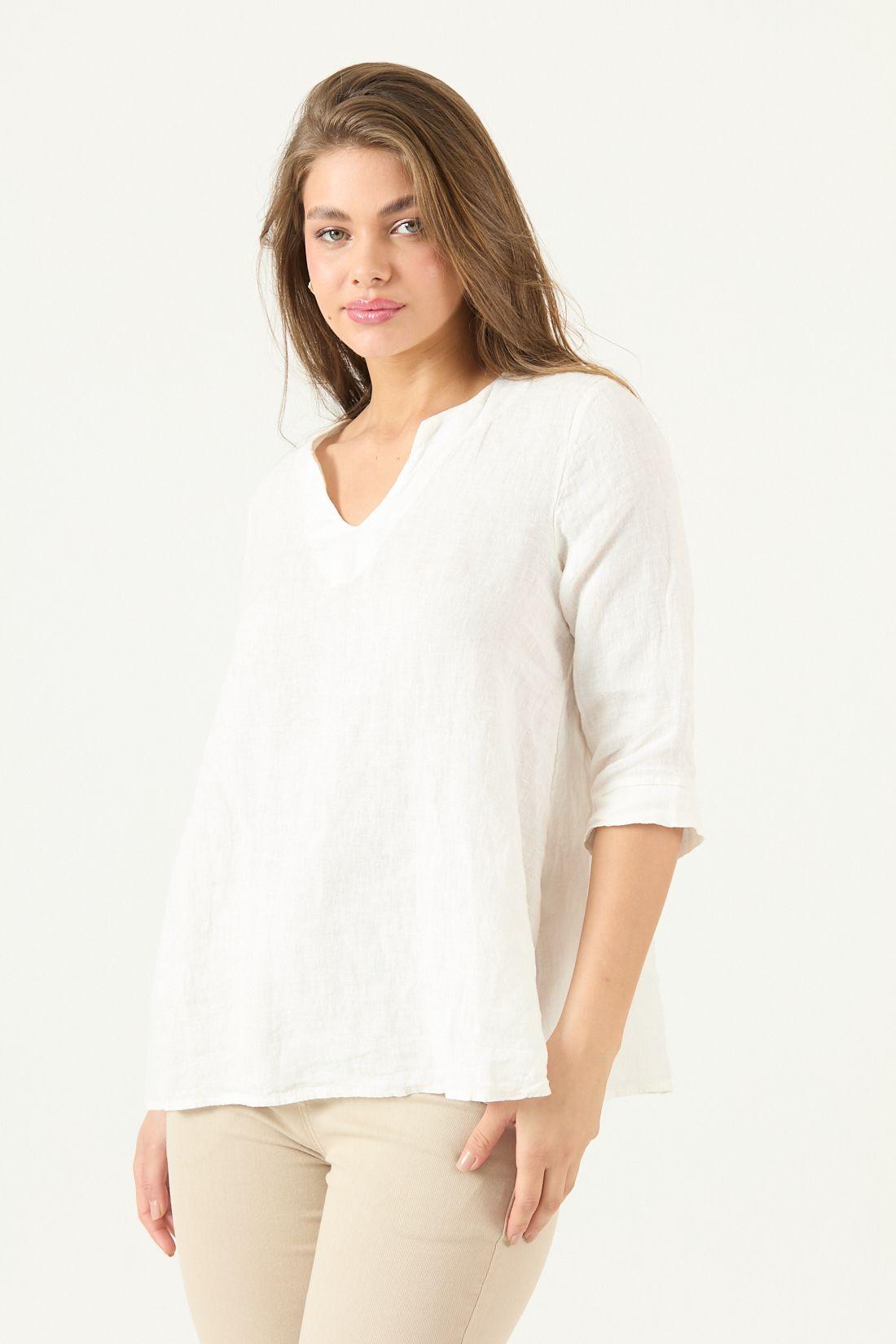 Blusa De Lino Blanca Cod 4517655-3