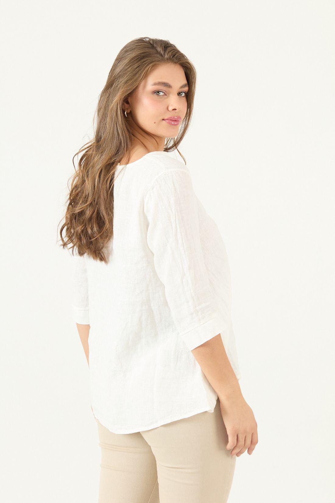 Blusa De Lino Blanca Cod 4517655-4