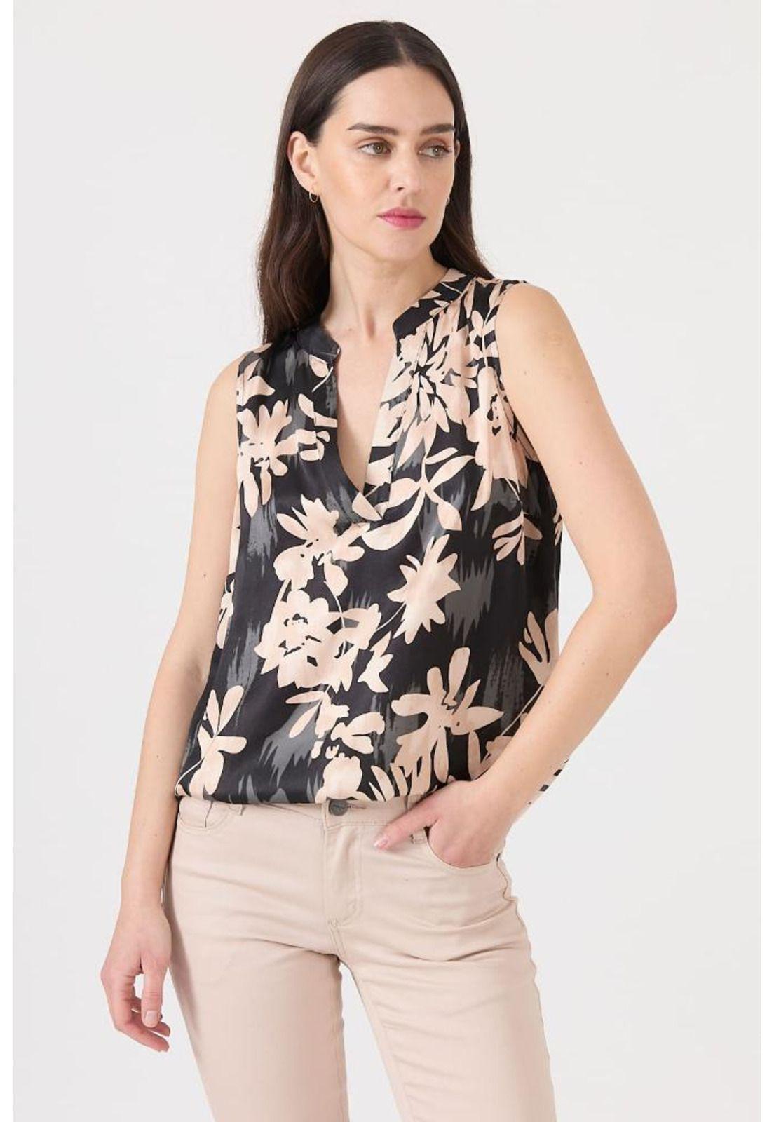 Blusa negra estampada PRIVILEGE 1446-0