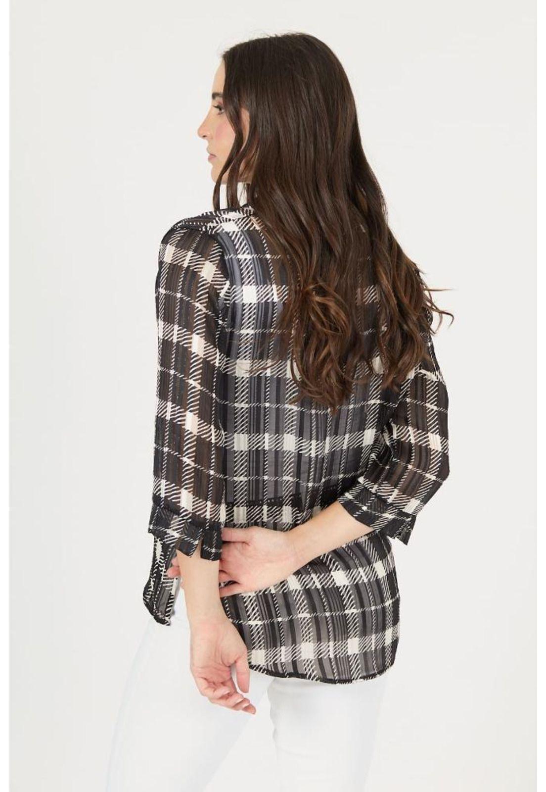 Blusa negra cuadros PRIVILEGE 2390-1