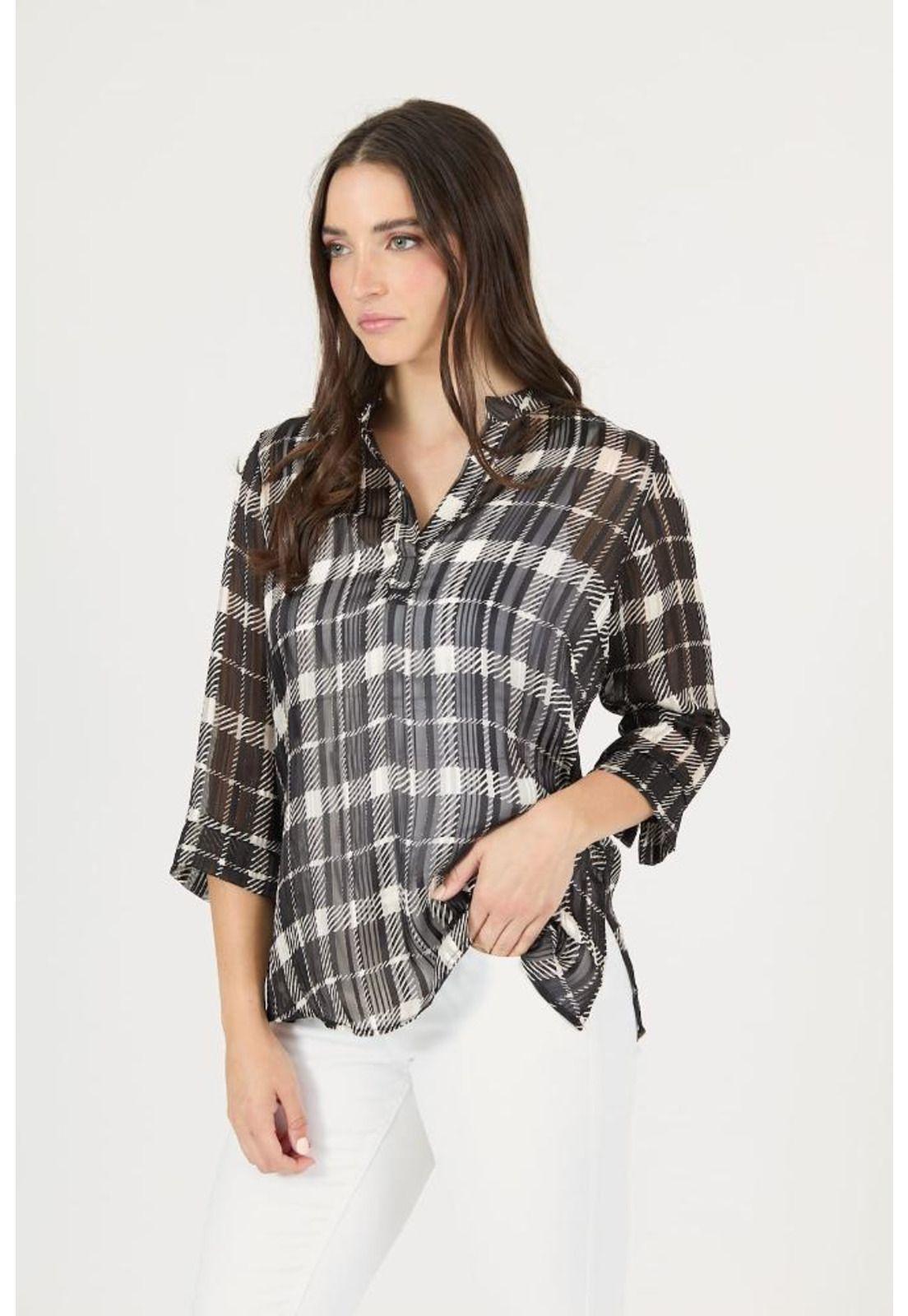 Blusa negra cuadros PRIVILEGE 2390-2
