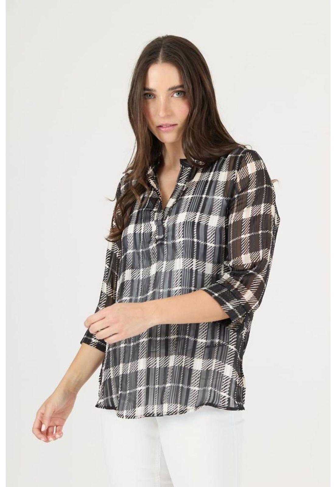 Blusa negra cuadros PRIVILEGE 2390-3