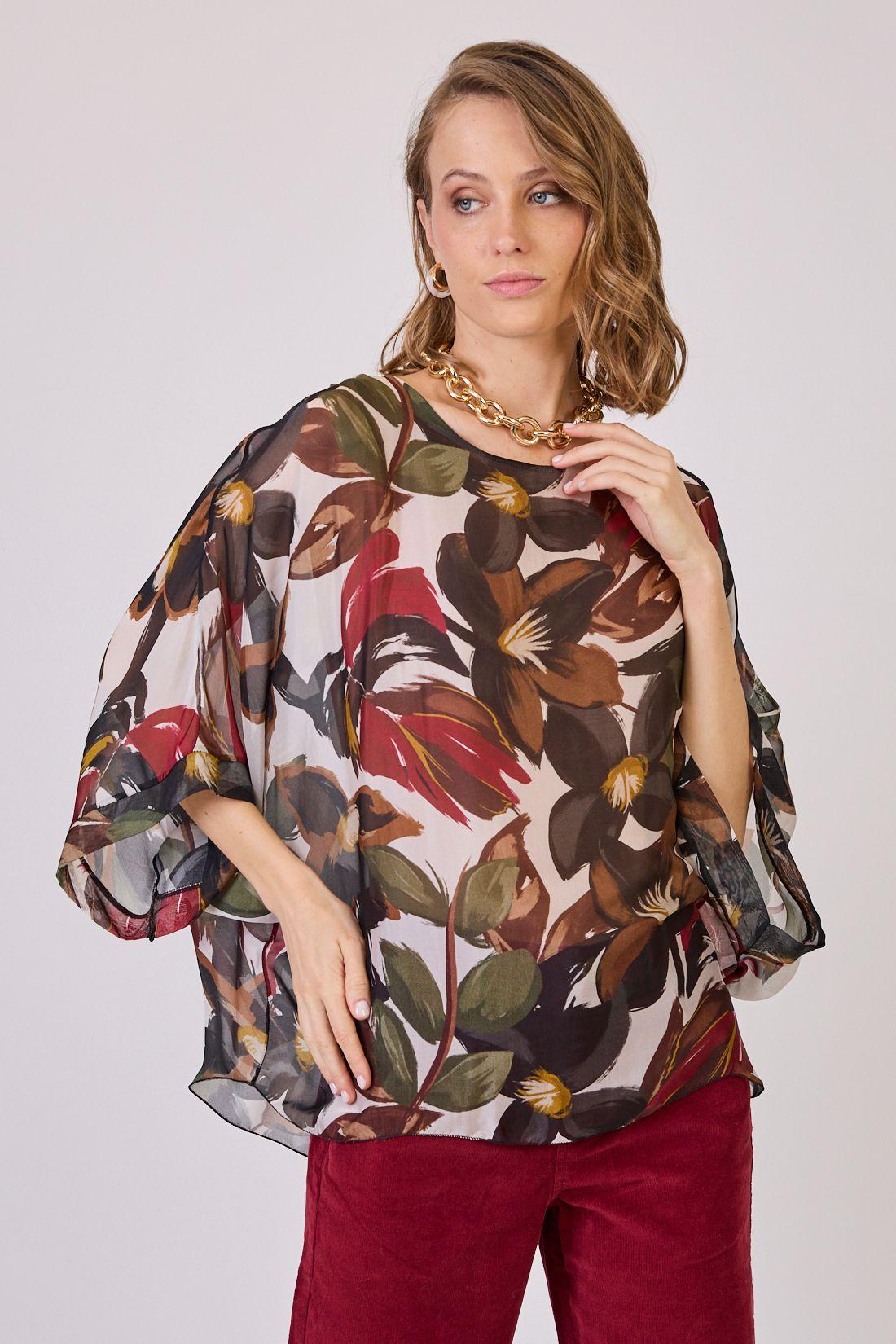 Blusa Con Seda Estamplado Multicolor Cod 4521476-0