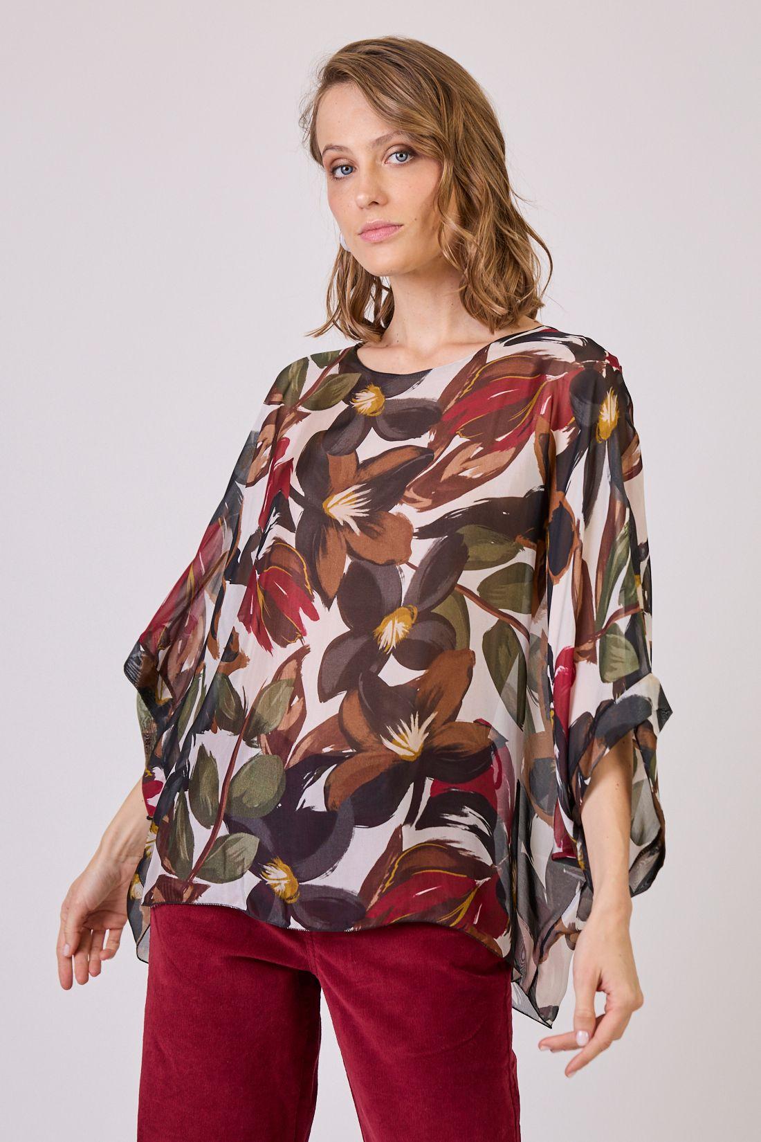 Blusa Con Seda Estamplado Multicolor Cod 4521476-1