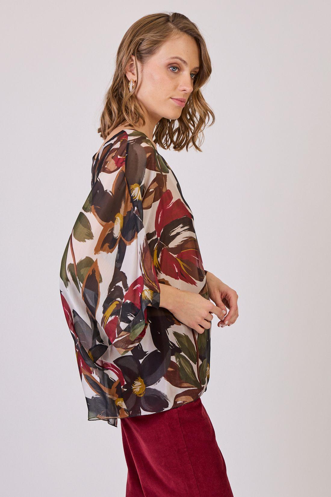 Blusa Con Seda Estamplado Multicolor Cod 4521476-2