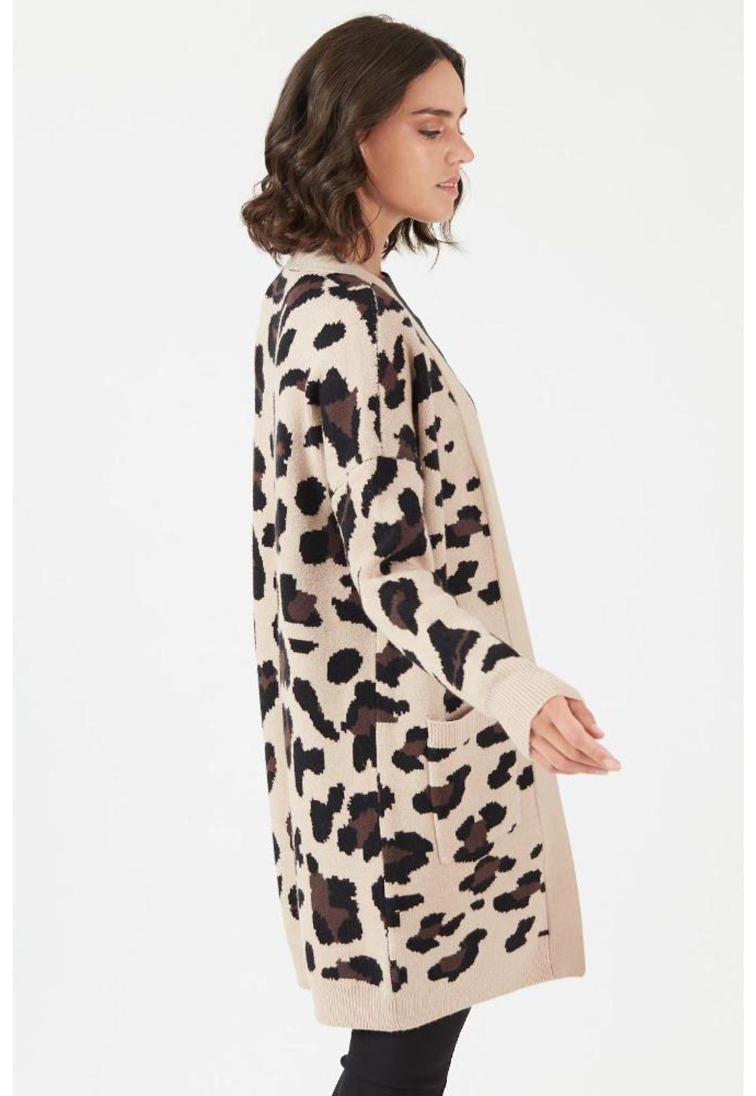Tapado tejido beige animal print-1