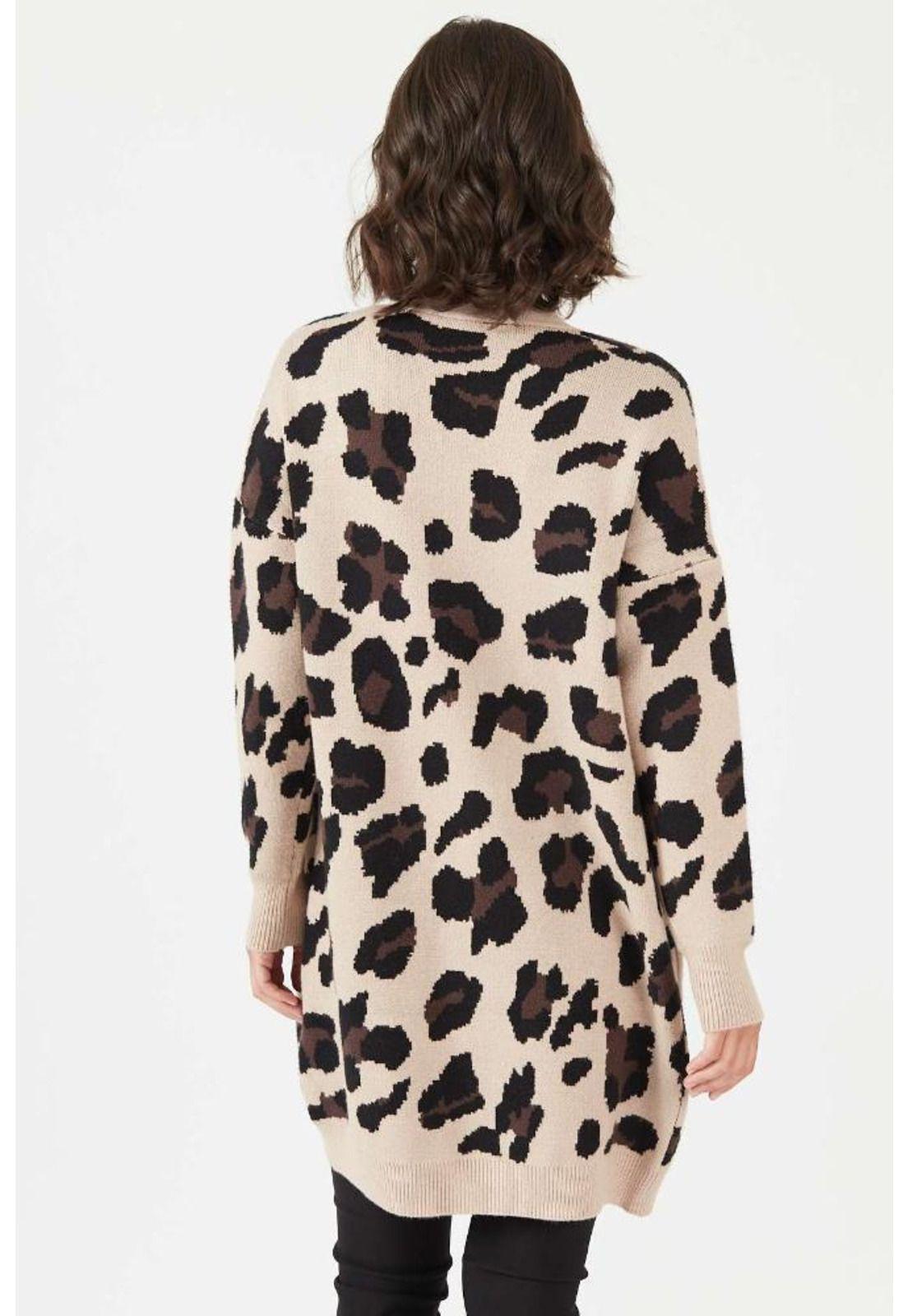 Tapado tejido beige animal print-2