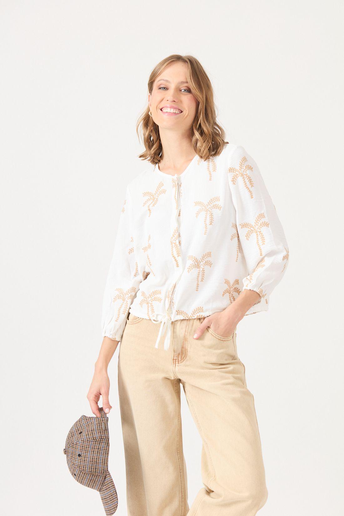 Blusa Con Bordados Blanca Cod 4520586-0