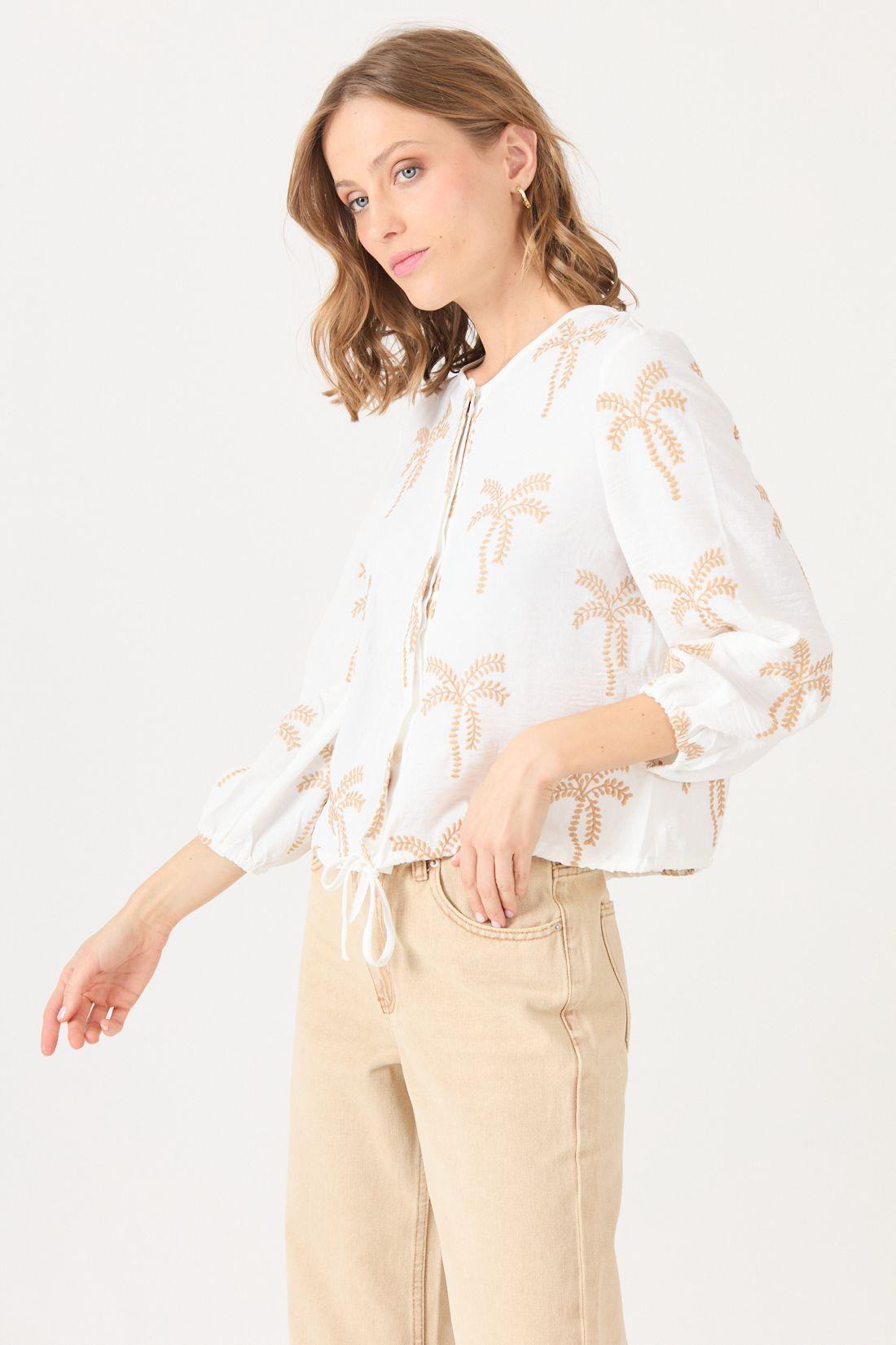 Blusa Con Bordados Blanca Cod 4520586-1