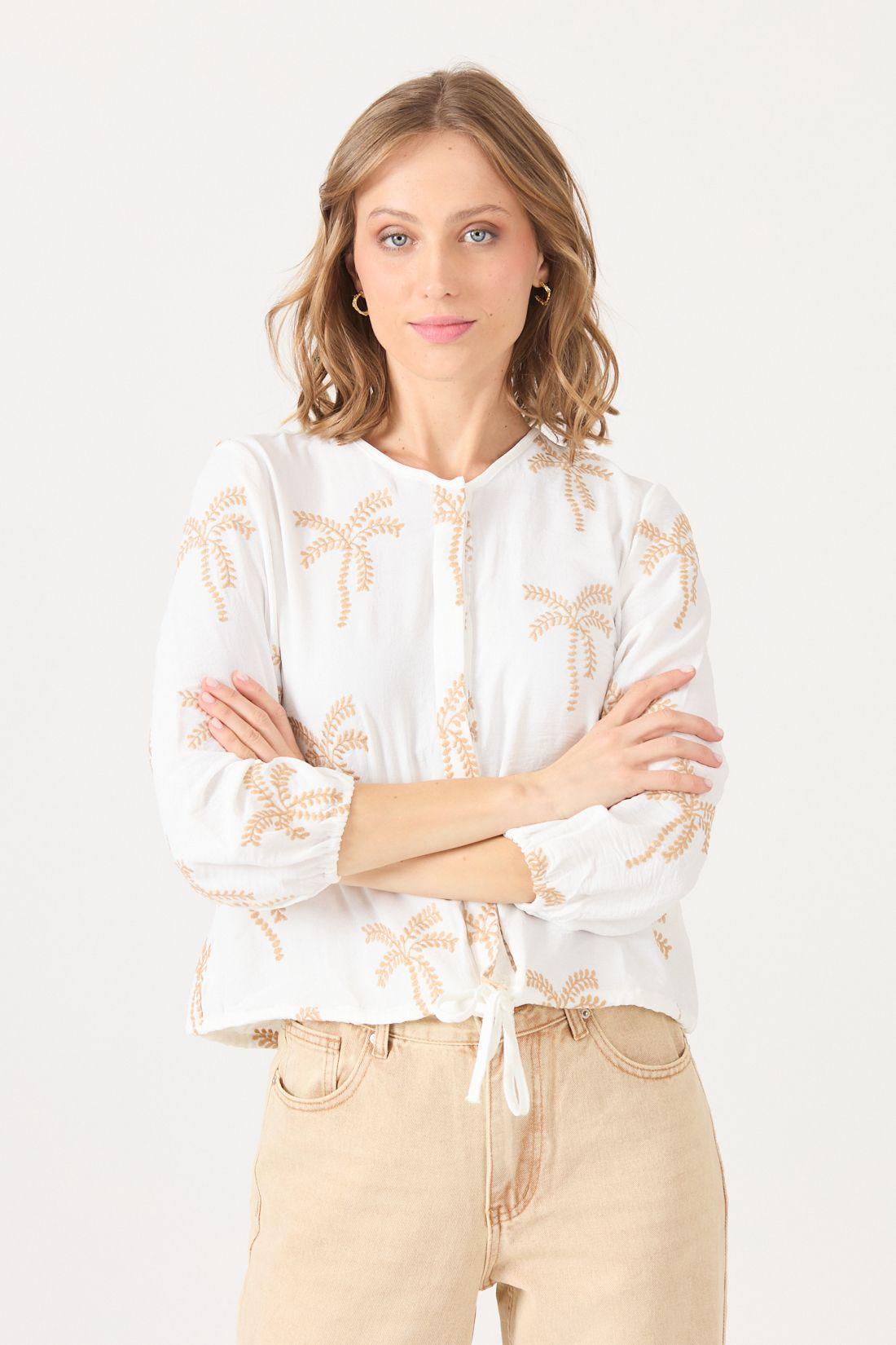 Blusa Con Bordados Blanca Cod 4520586-2