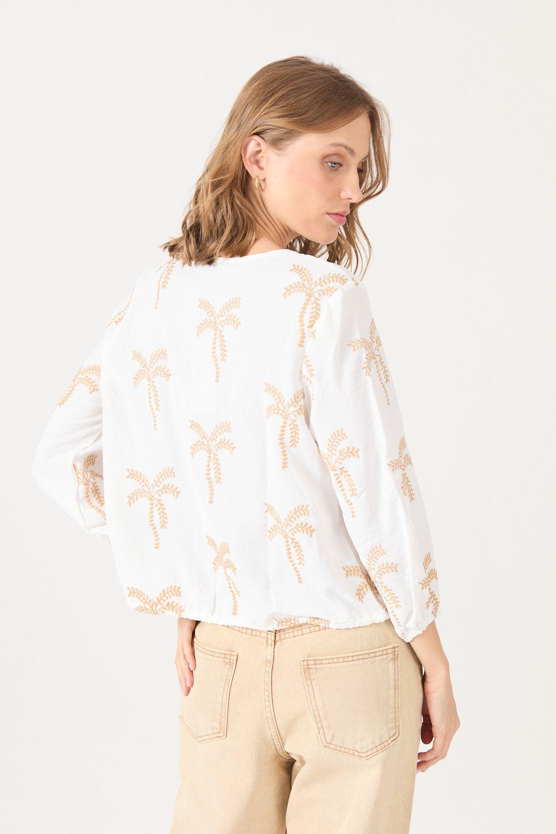Blusa Con Bordados Blanca Cod 4520586-3