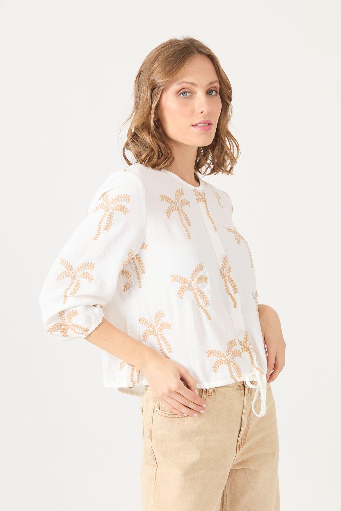 Blusa Con Bordados Blanca Cod 4520586-4