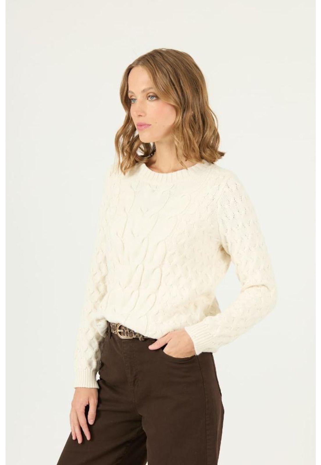 Sweater crema trenzado PRIVILEGE 2214-3