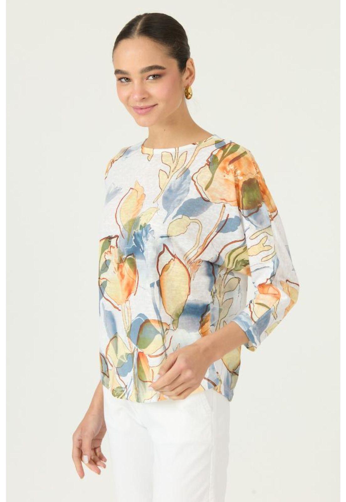 Polera azul flores PRIVILEGE 2867-2