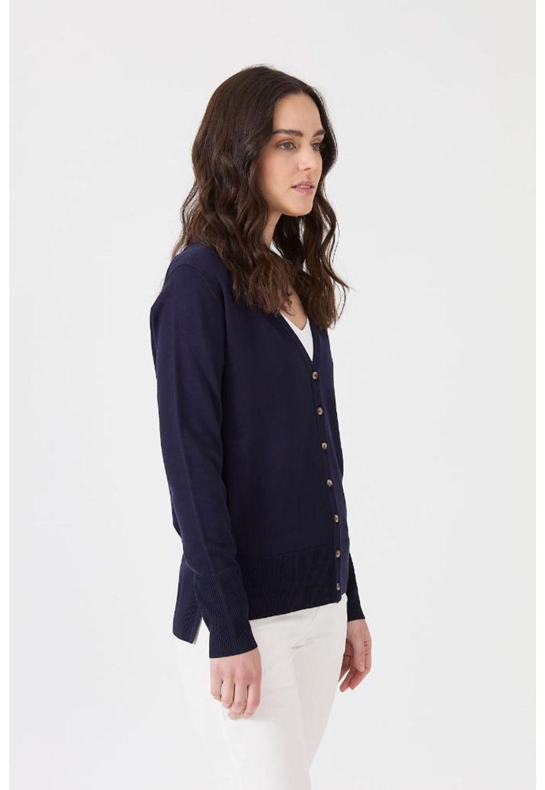 Cardigan azul marino manga larga PRIVILEGE-2