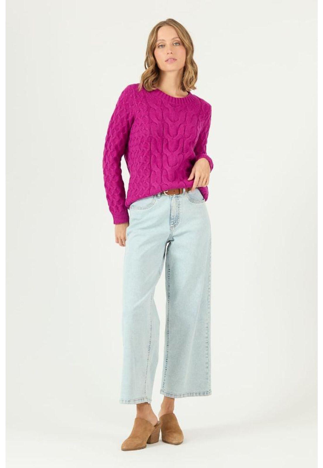 Sweater fucsia trenzado PRIVILEGE 2215-0