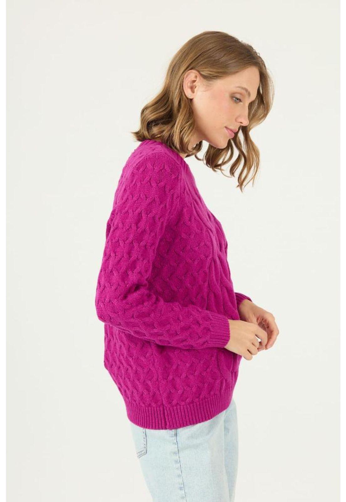 Sweater fucsia trenzado PRIVILEGE 2215-3