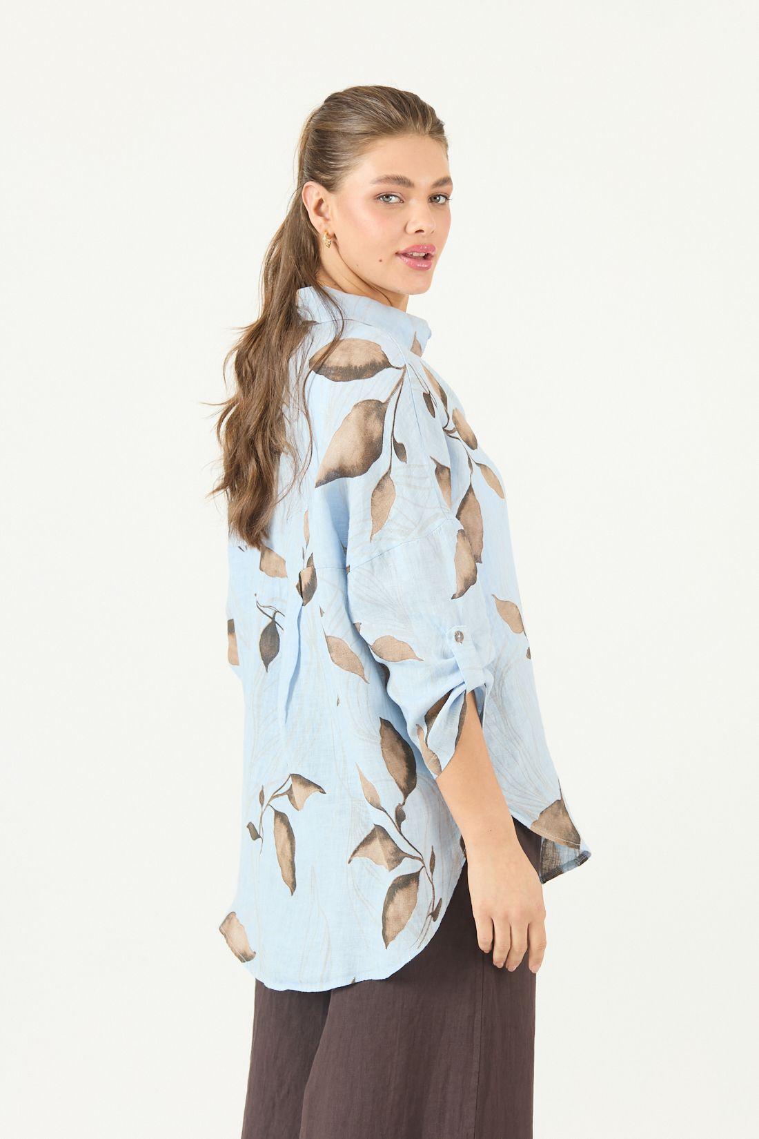 Blusa De Lino Estampada Vison Cod 4517975-4
