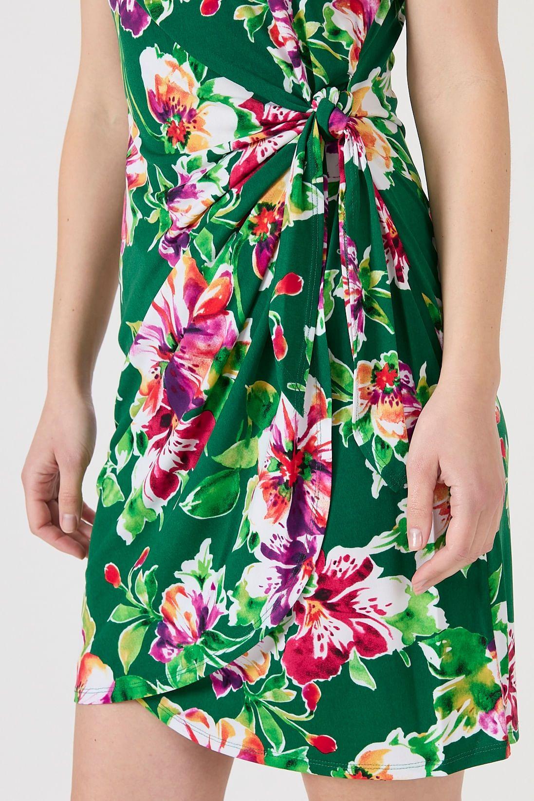 Vestido verde flores 1140-1