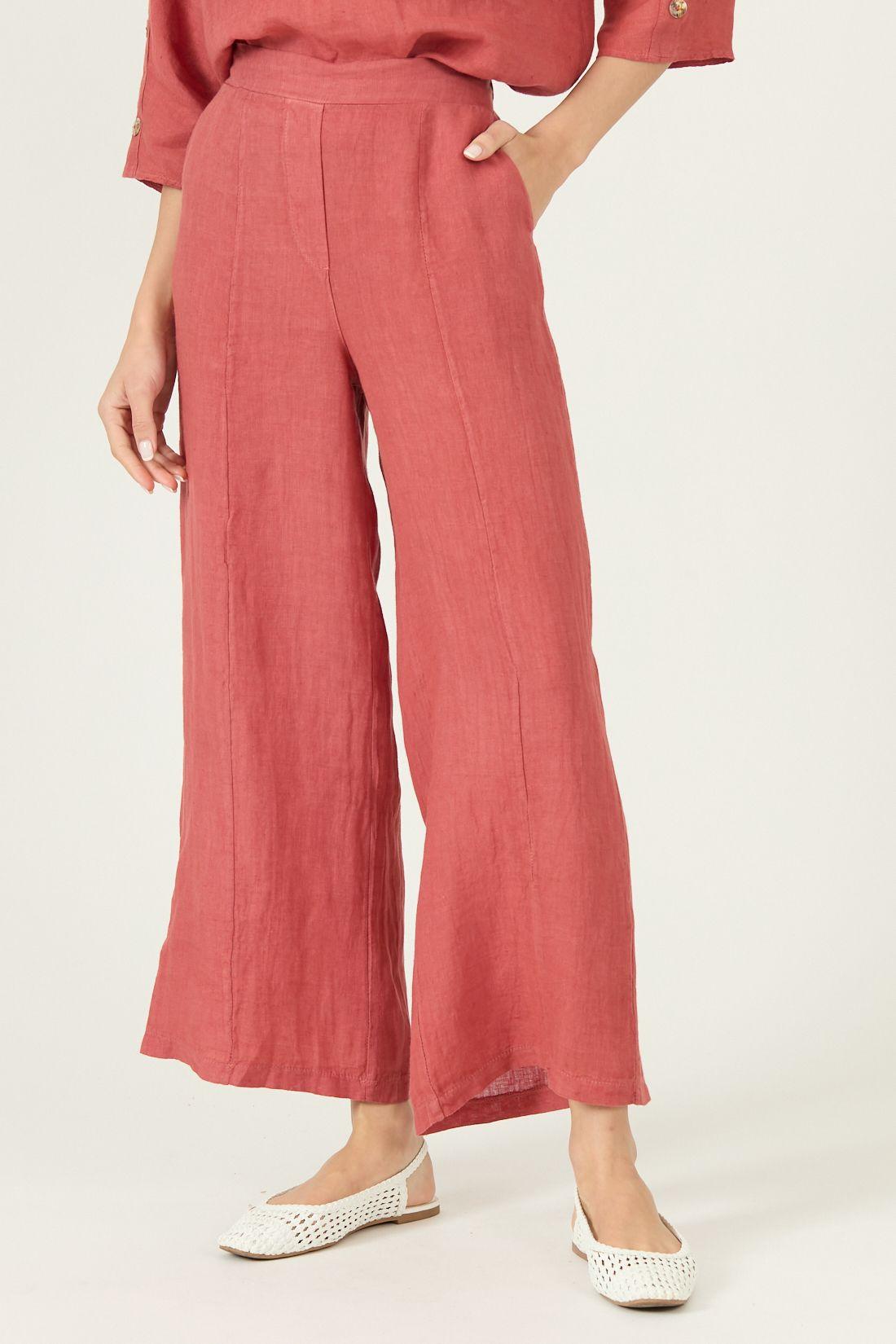 Pantalon De Lino Slim Fit Rosa Viejo Cod 2012715-1