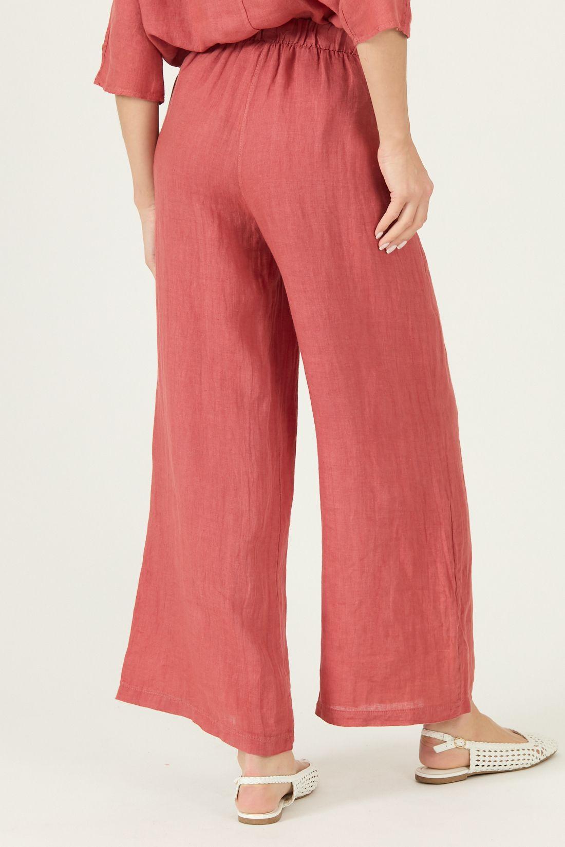 Pantalon De Lino Slim Fit Rosa Viejo Cod 2012715-2