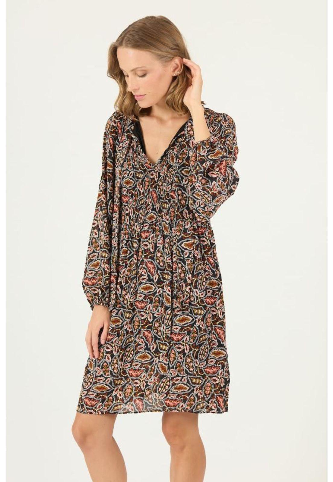 Vestido negro estampado PRIVILEGE 2144-2