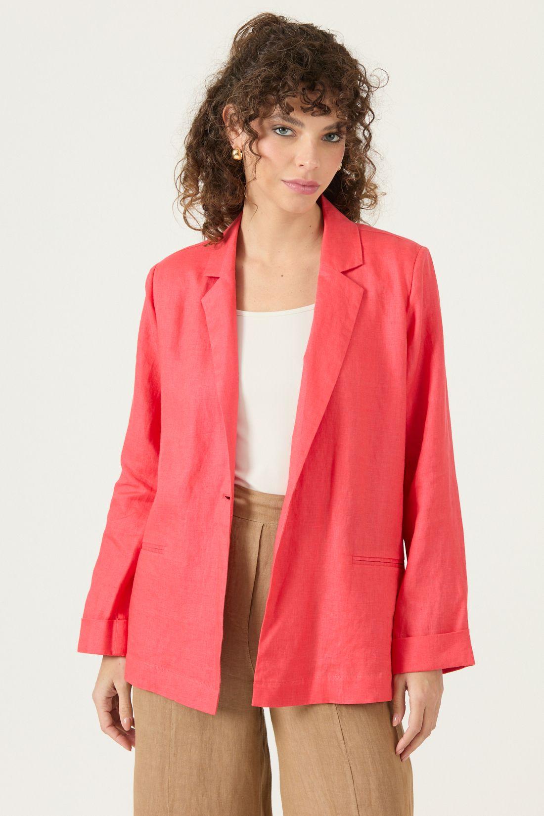 Blazer De Lino Coral Cod 1513645-2
