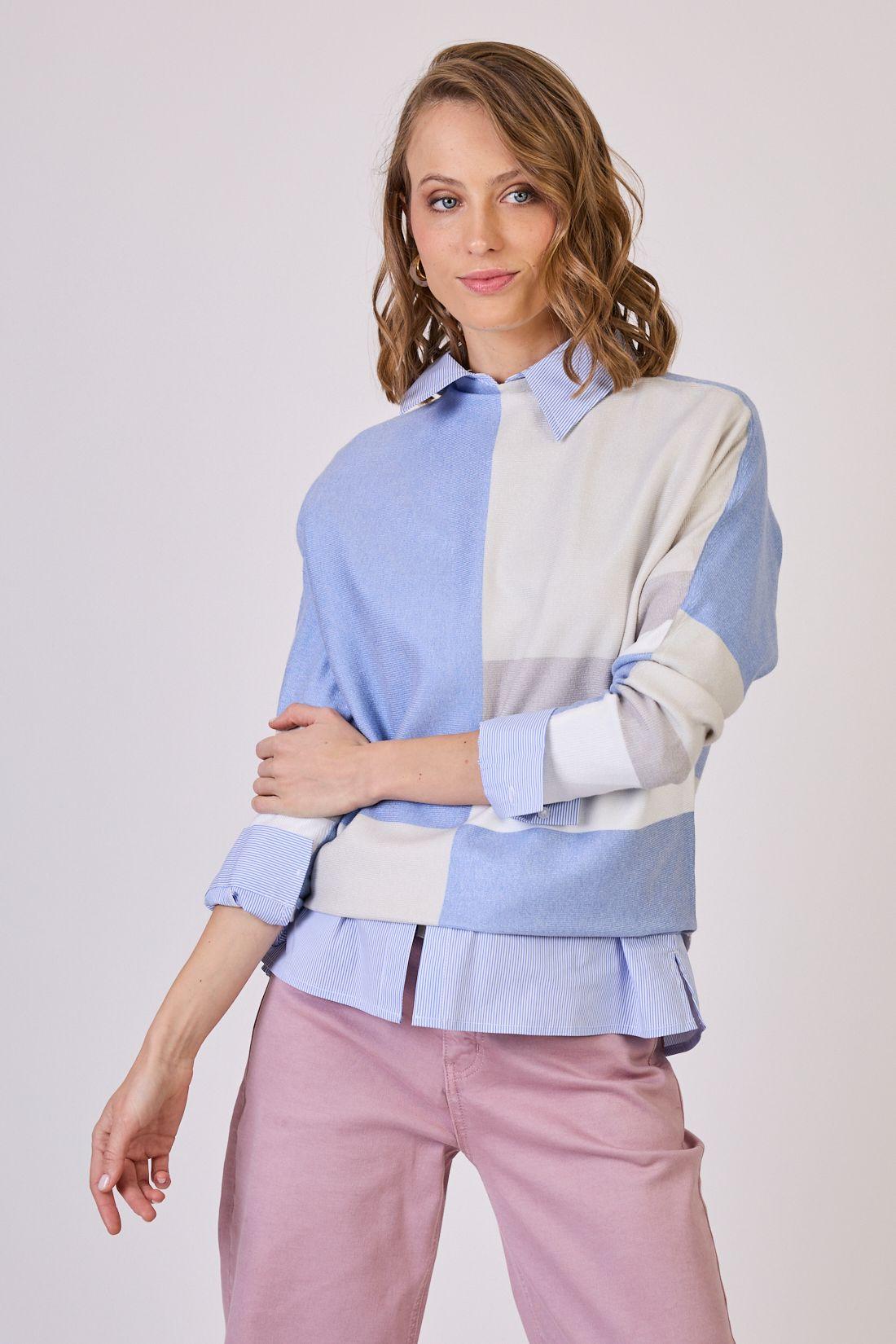 Sweater Estamplado Celeste Cod 5414186-0