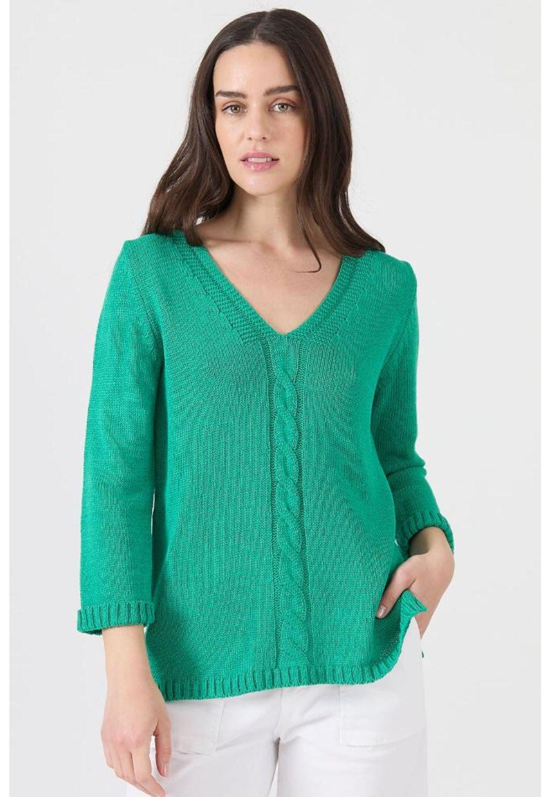 Sweater verde manga 3/4 PRIVILEGE-0