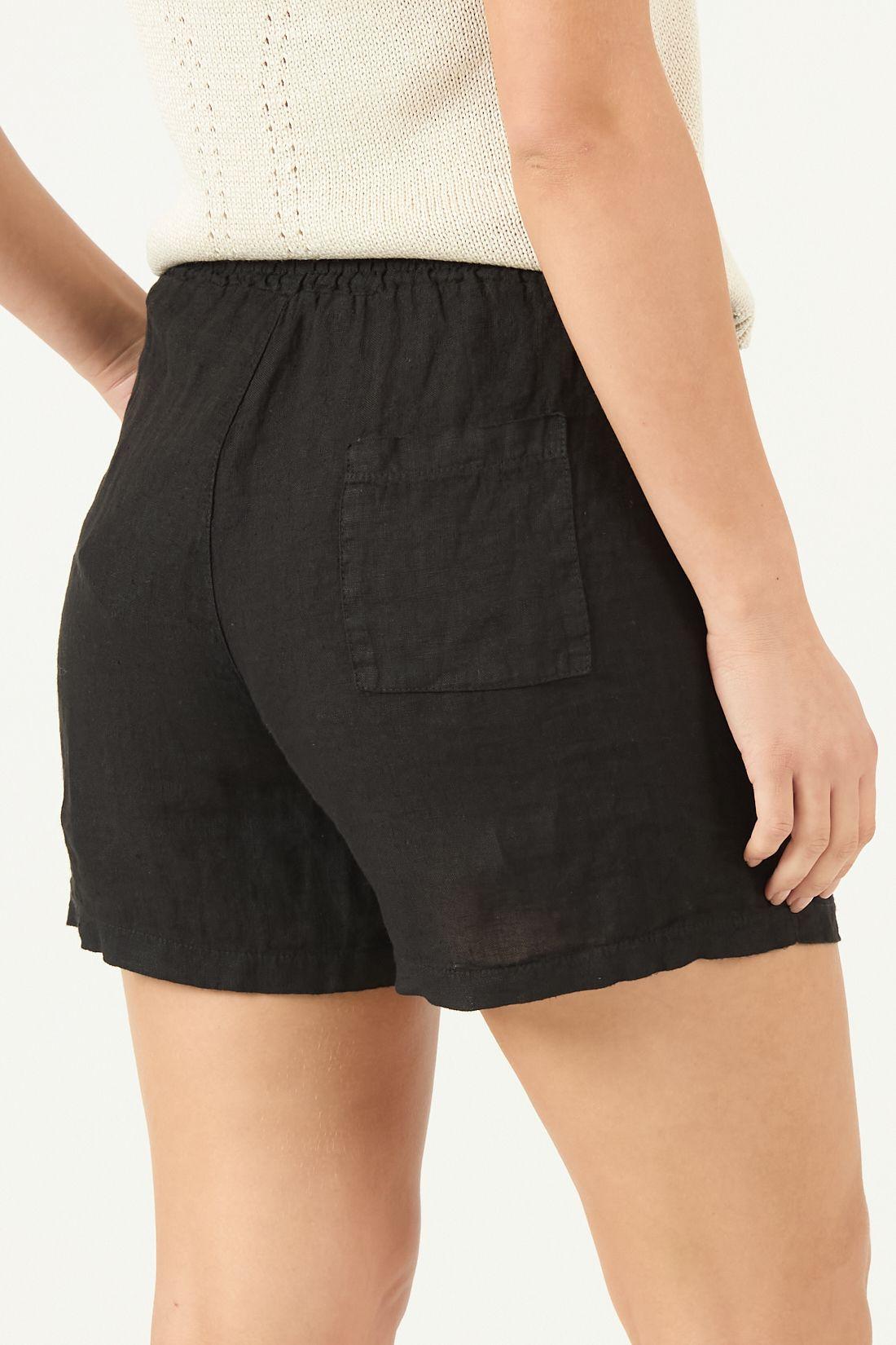 Shorts De Lino Straight Negro Cod 2100435-3