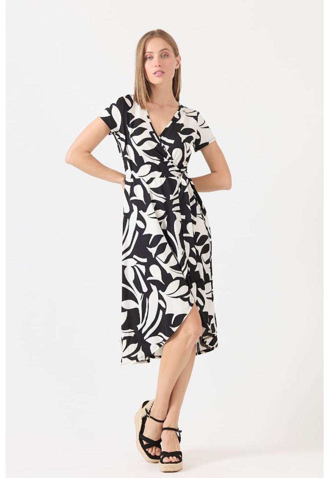 Vestido negro estampado PRIVILEGE 1146-0