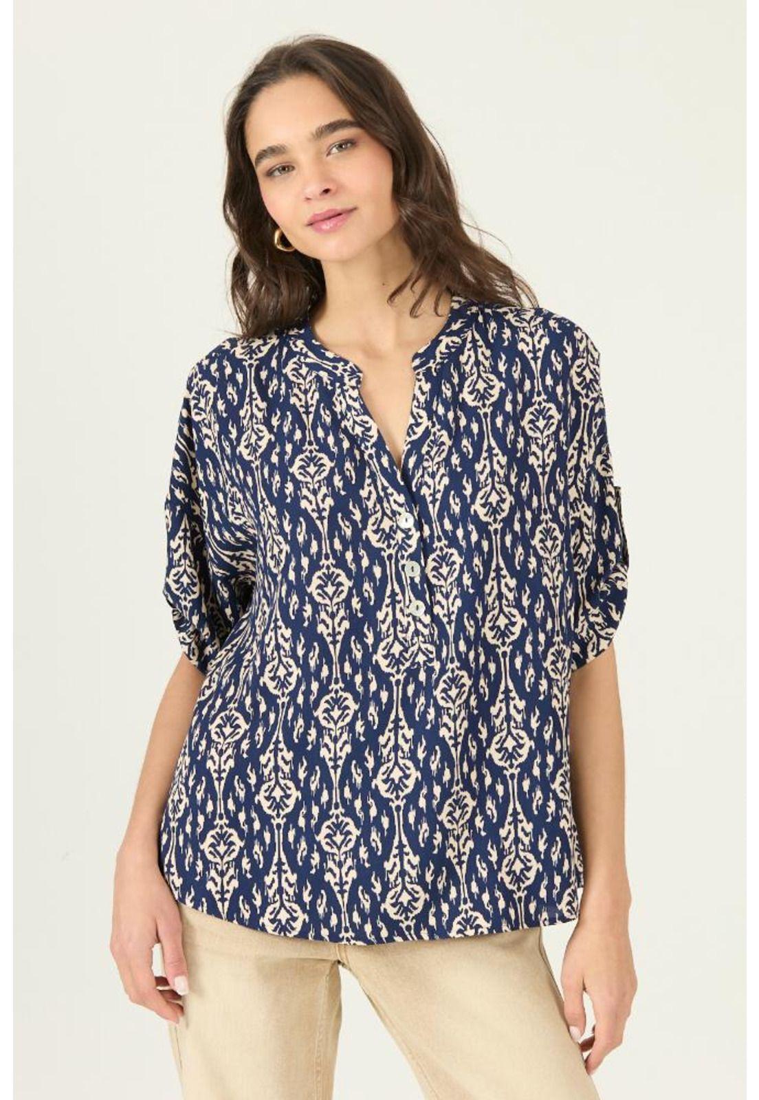 Blusa azul marino estampada PRIVILEGE 2920-2