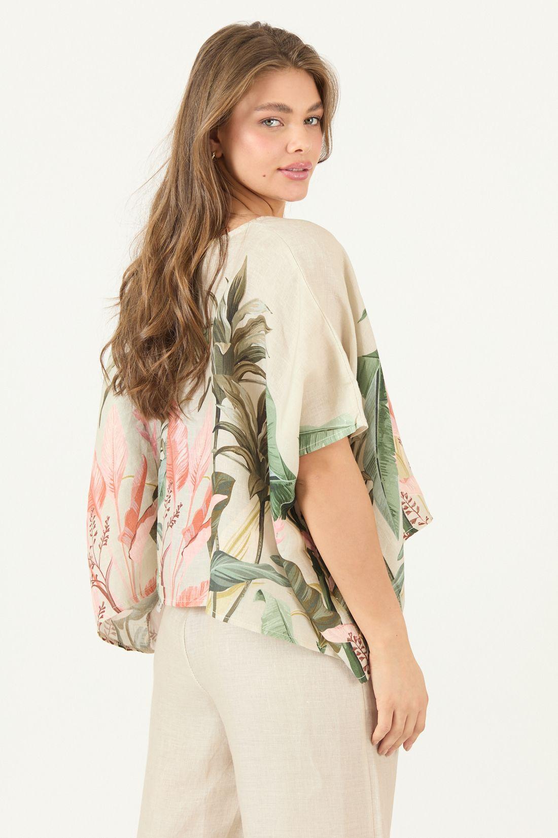 Blusa De Lino Estampada Vison Cod 4517395-4