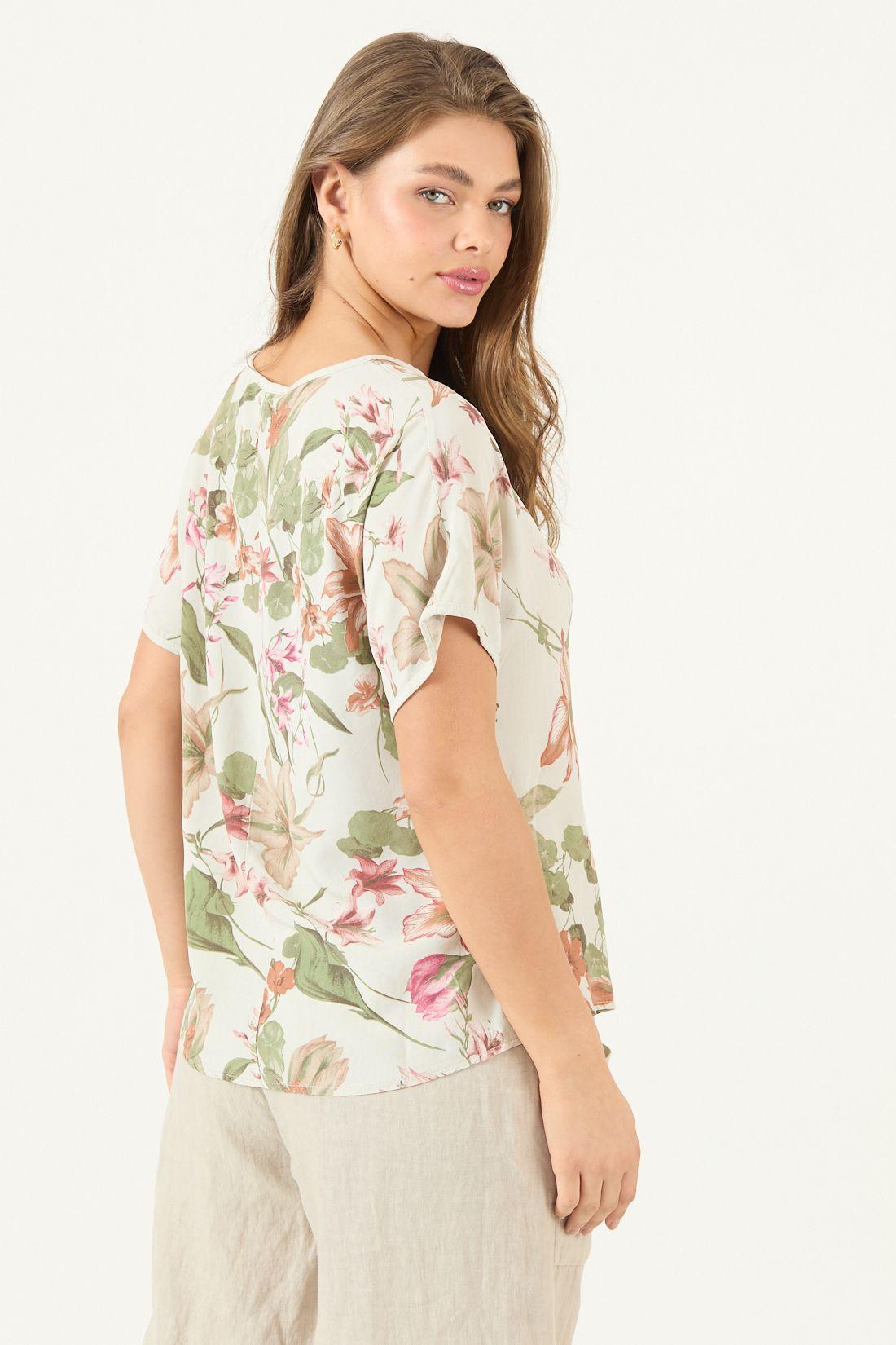 Blusa De Lino Estampada Lila Cod 4517765-2