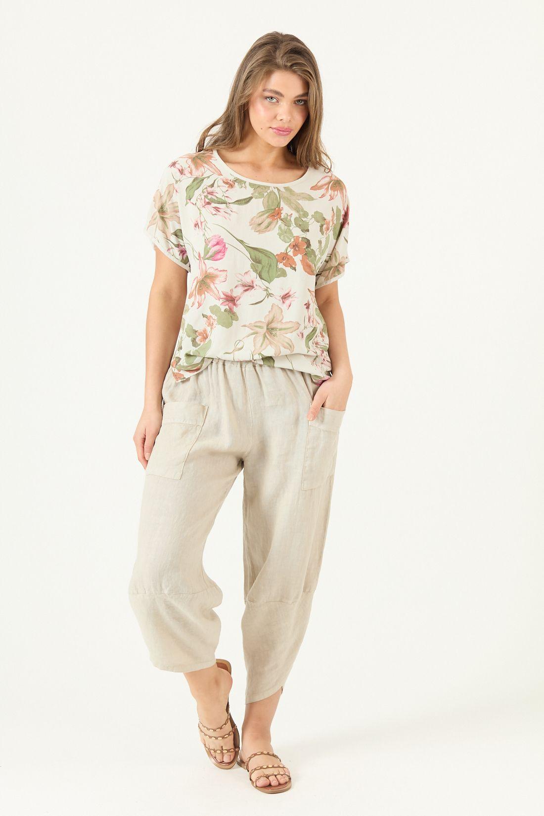 Blusa De Lino Estampada Lila Cod 4517765-4