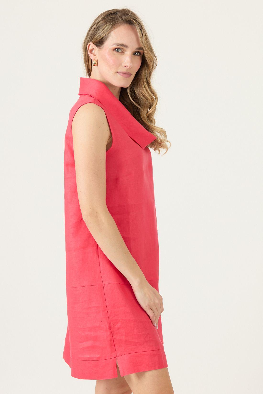 Vestido De Lino Rojo Cod 4005415-2