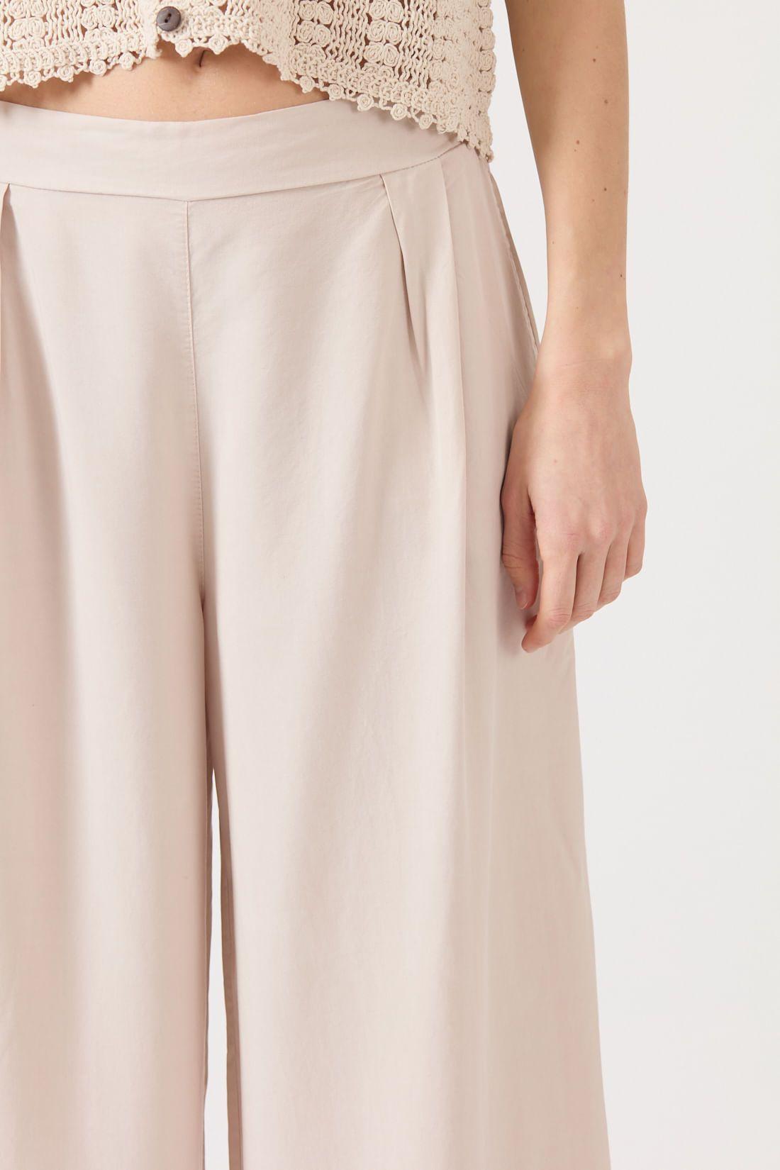 Pantalon de tencel wide leg beige 1108-2