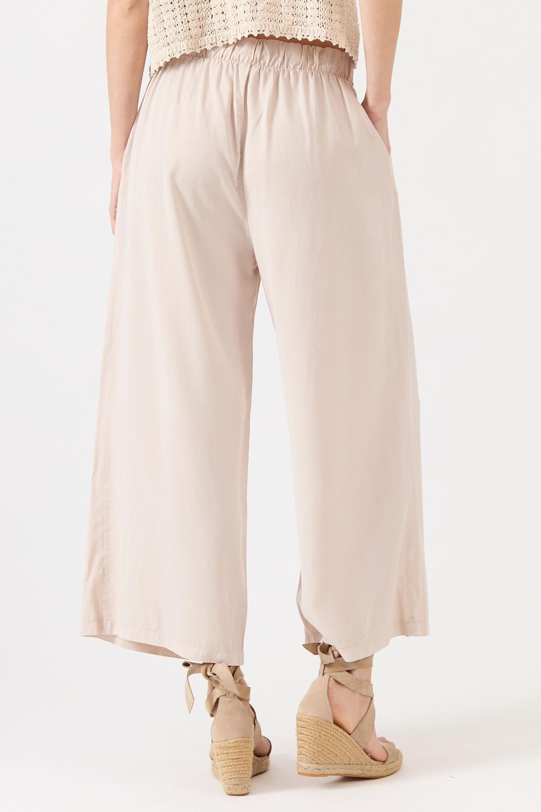 Pantalon de tencel wide leg beige 1108-3