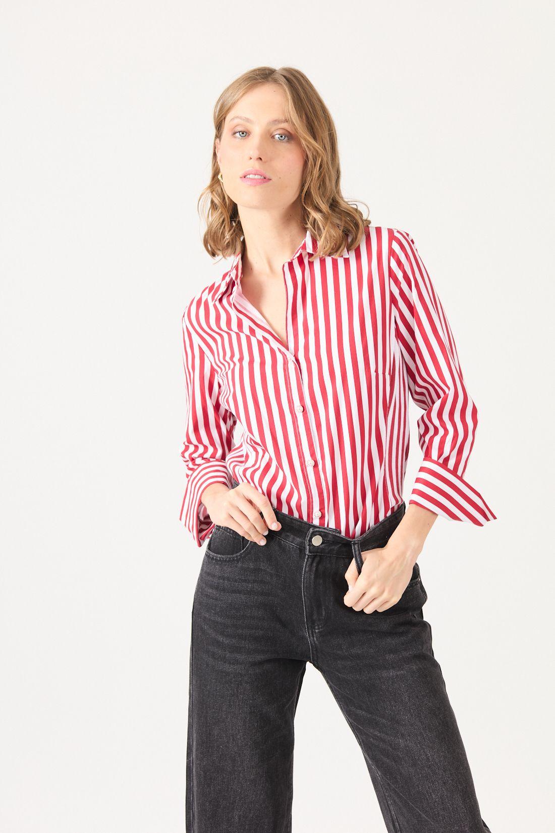 Blusa Con Rayas Roja Cod 4520546-0