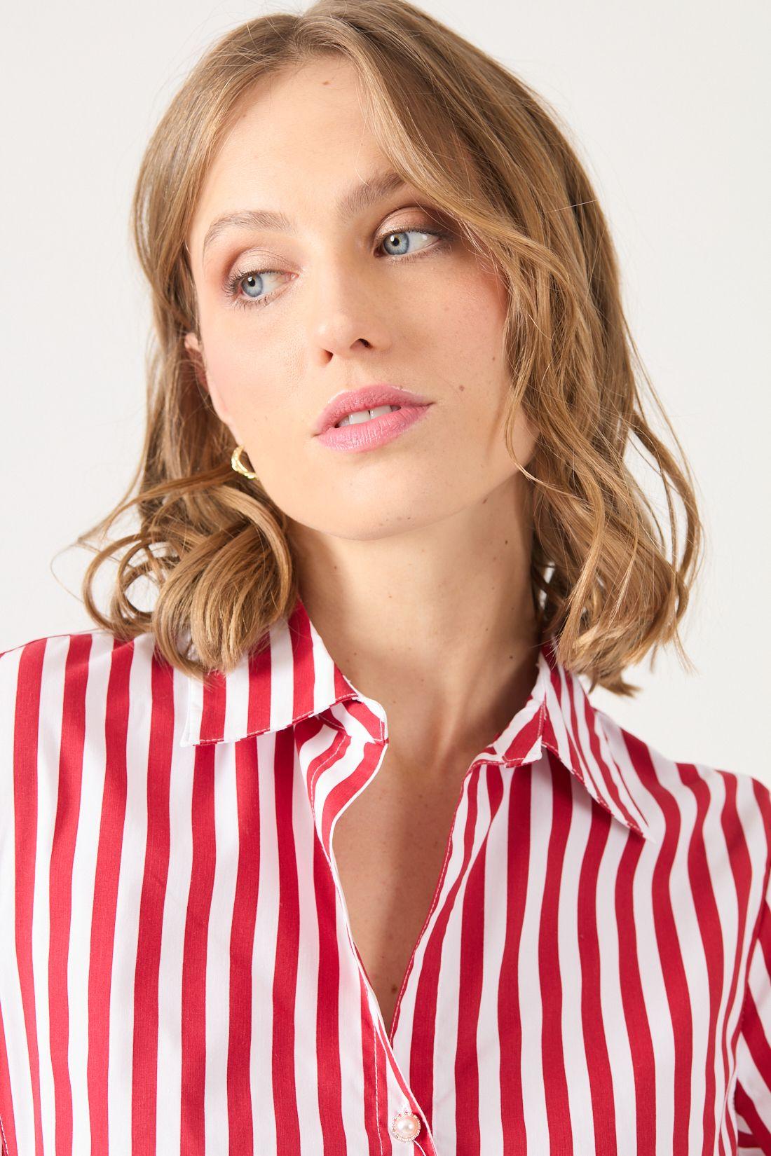 Blusa Con Rayas Roja Cod 4520546-1