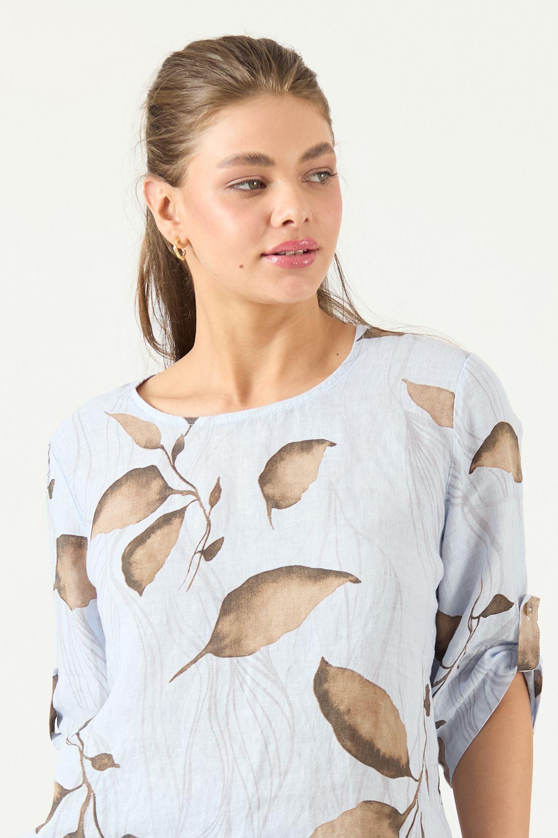 Blusa De Lino Estampada Vison Cod 4517985-1