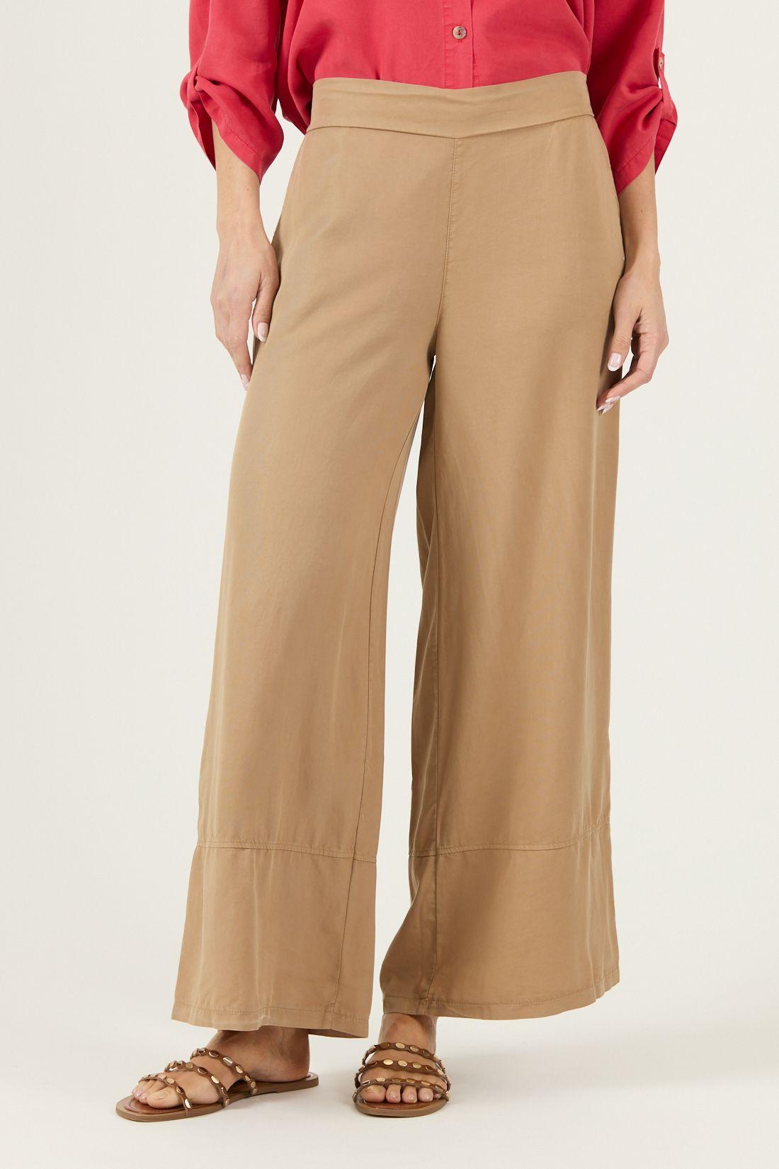 Pantalon De Lyocell Wide Leg Camel Cod 2013585-2