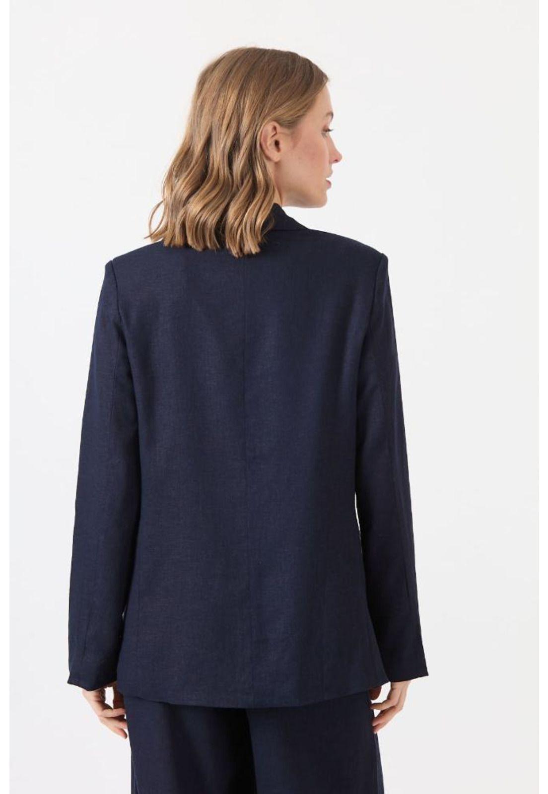 Blazer con lino azul marino PRIVILEGE-3