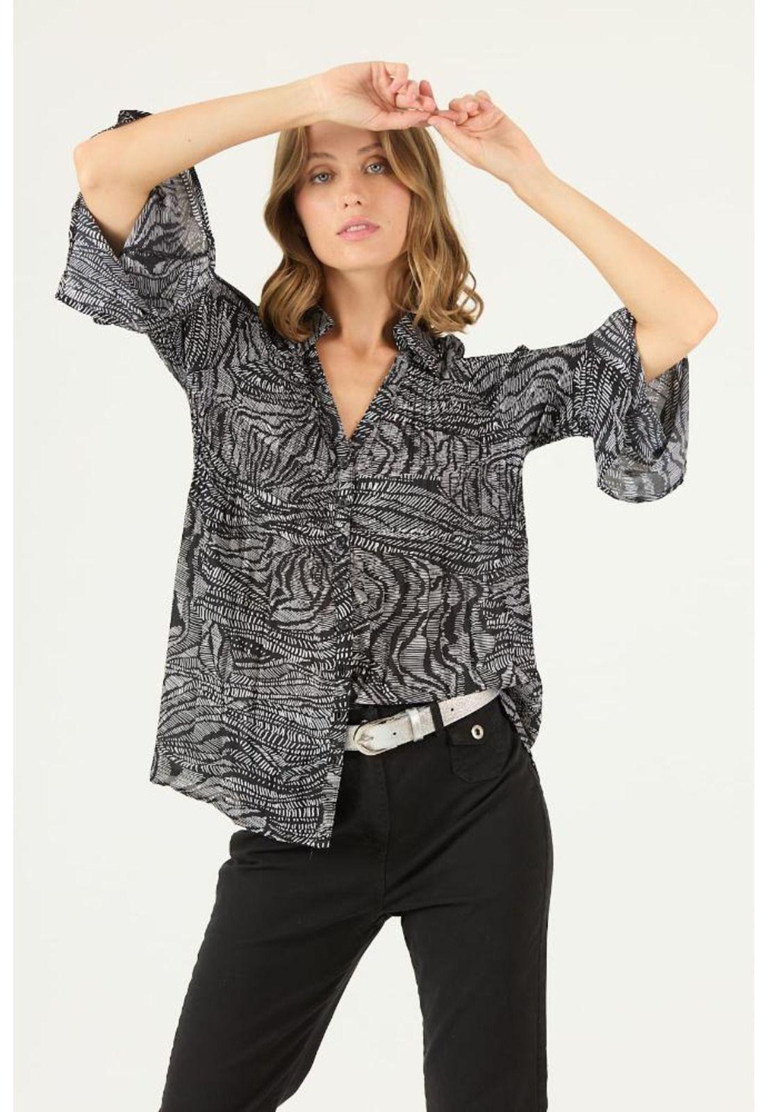Blusa negra estampada PRIVILEGE 2182-0