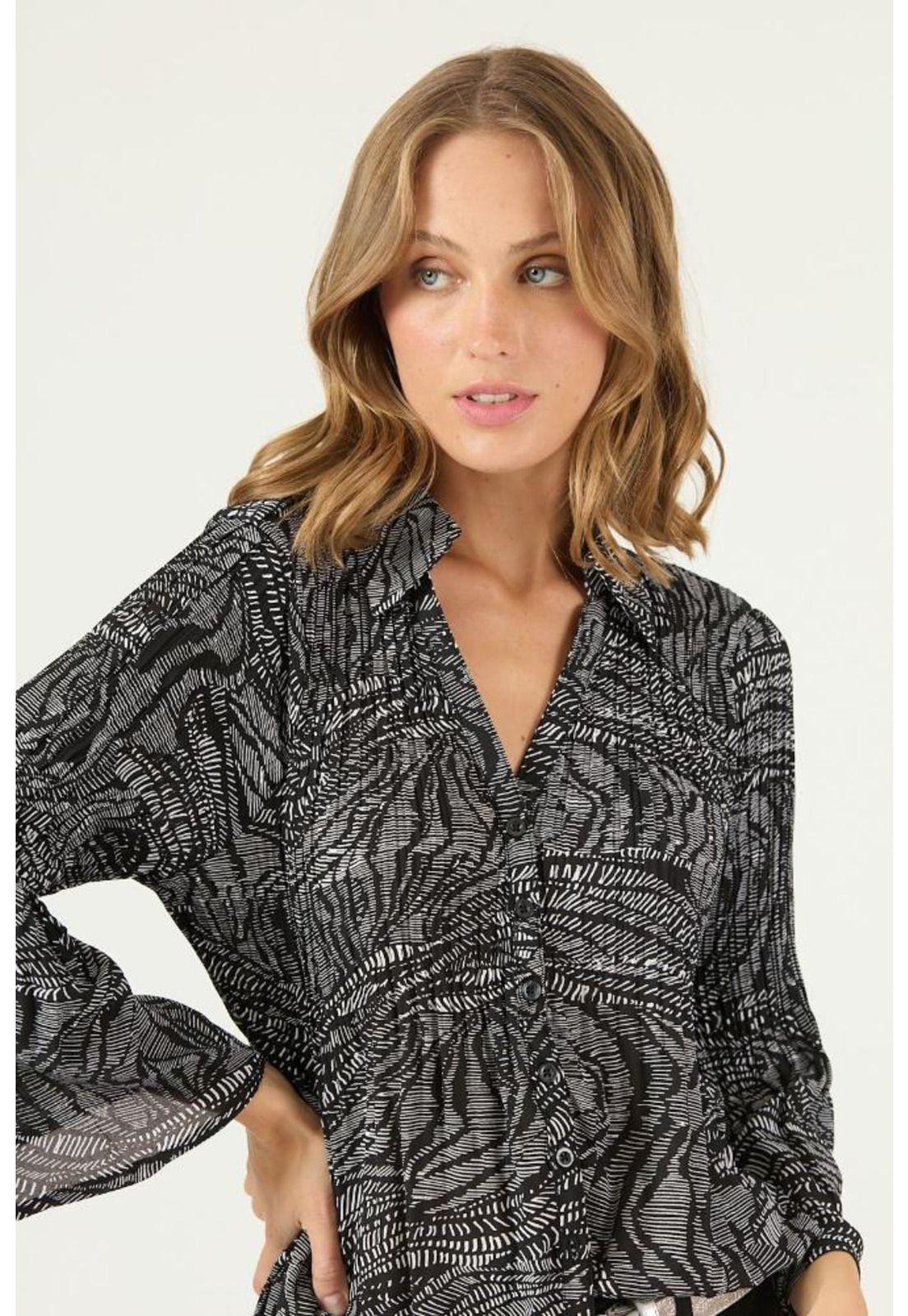 Blusa negra estampada PRIVILEGE 2182-1