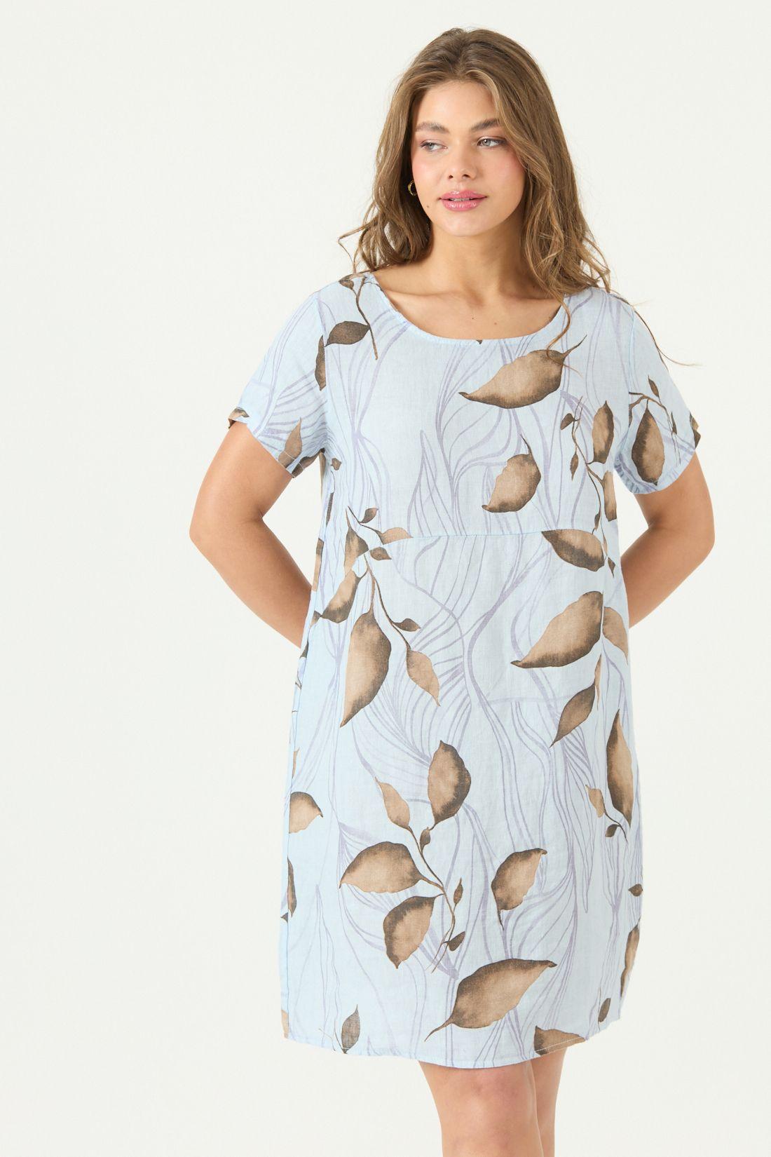 Vestido De Lino Estampado Vison Cod 4005805-2