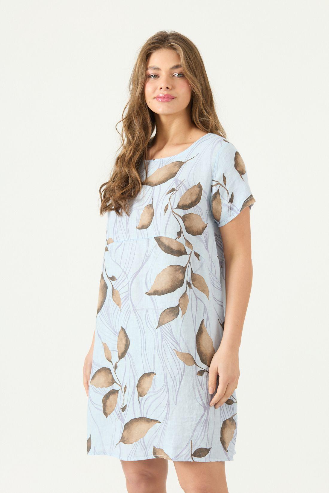 Vestido De Lino Estampado Vison Cod 4005805-3
