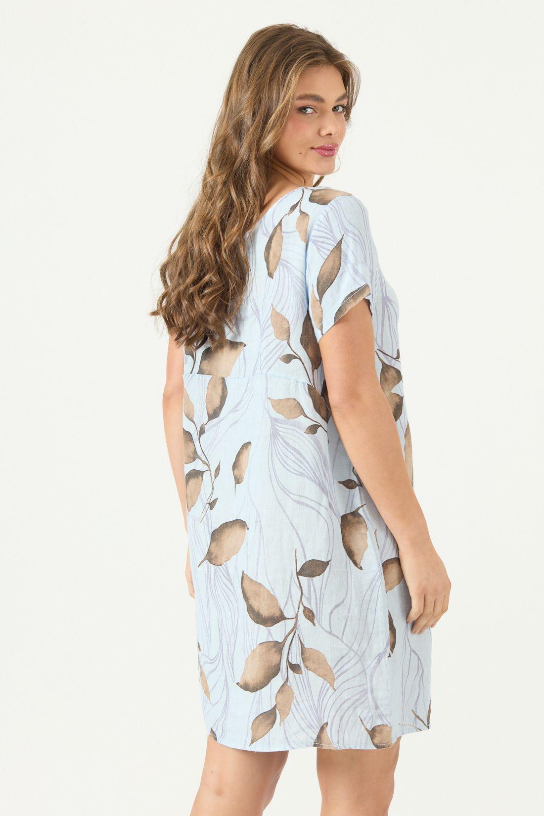 Vestido De Lino Estampado Vison Cod 4005805-4